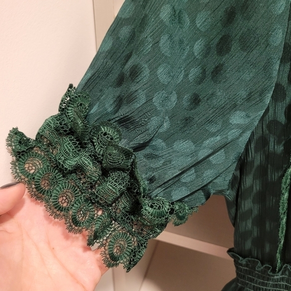 Max Studio Women's Emerald Green Jacquard Shine Dot Maxi Dress Size XS - Picture 6 of 8